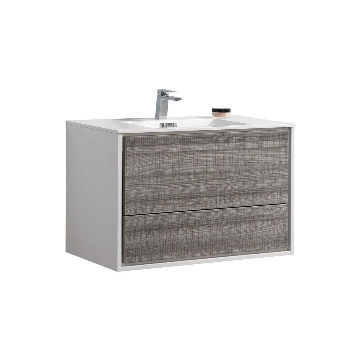 KubeBath DeLusso Single Wall Mount Modern Bathroom Vanity - Sea & Stone Bath