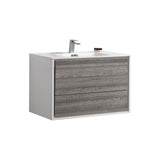 KubeBath DeLusso Single Wall Mount Modern Bathroom Vanity - Sea & Stone Bath