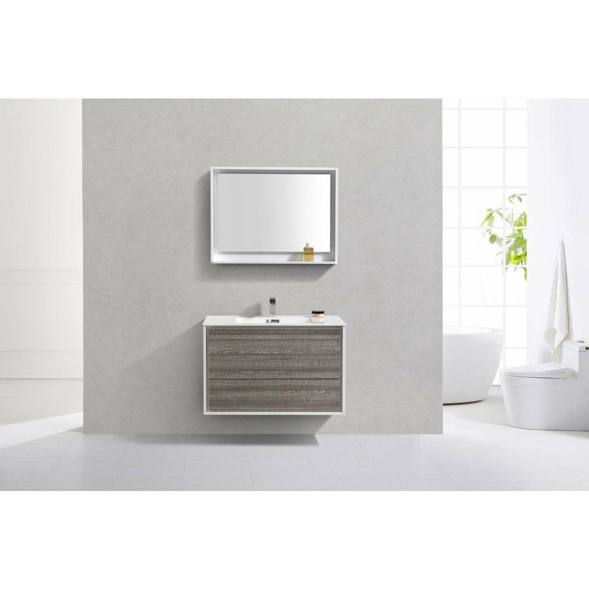 KubeBath DeLusso Single Wall Mount Modern Bathroom Vanity