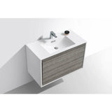 KubeBath DeLusso Single Wall Mount Modern Bathroom Vanity