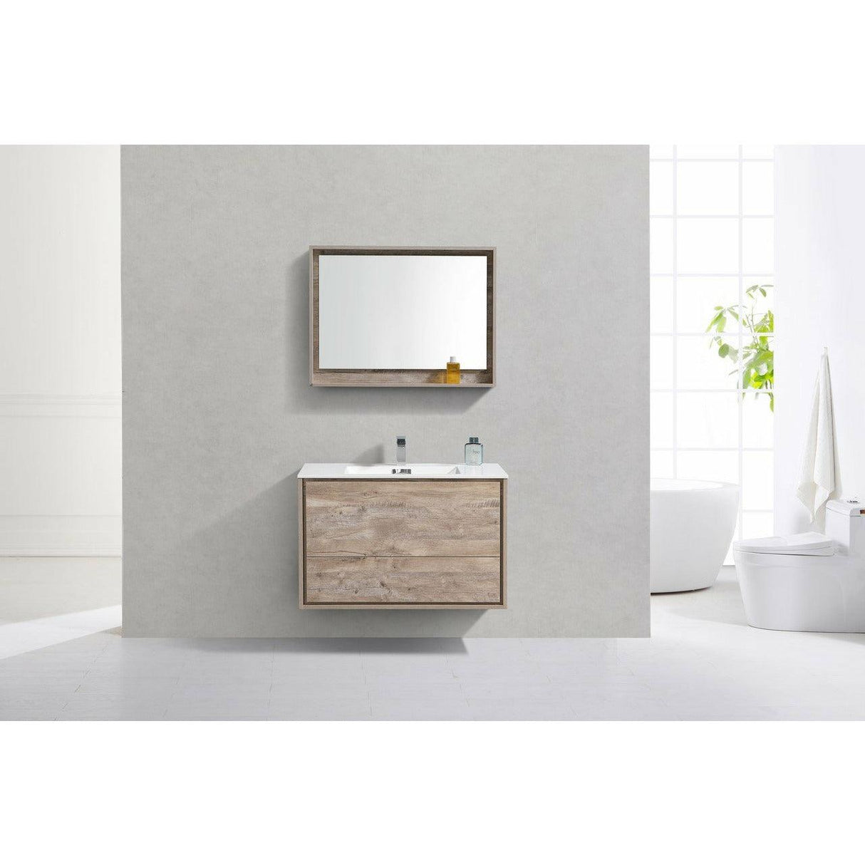 KubeBath DeLusso Single Wall Mount Modern Bathroom Vanity