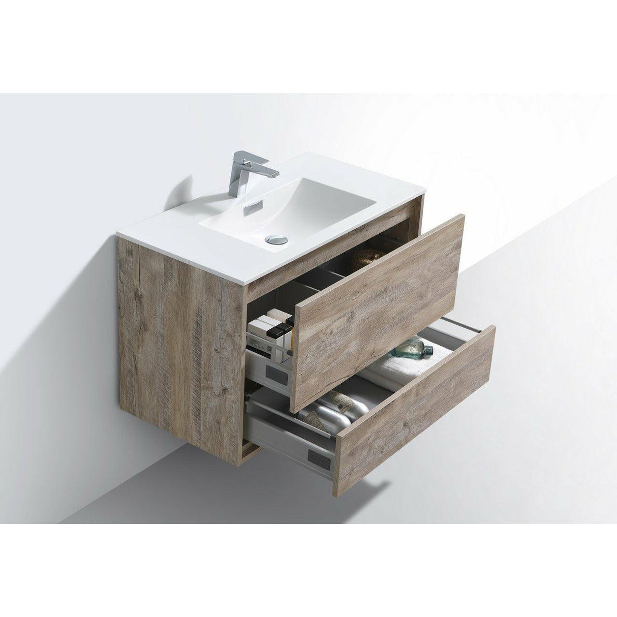 KubeBath DeLusso Single Wall Mount Modern Bathroom Vanity