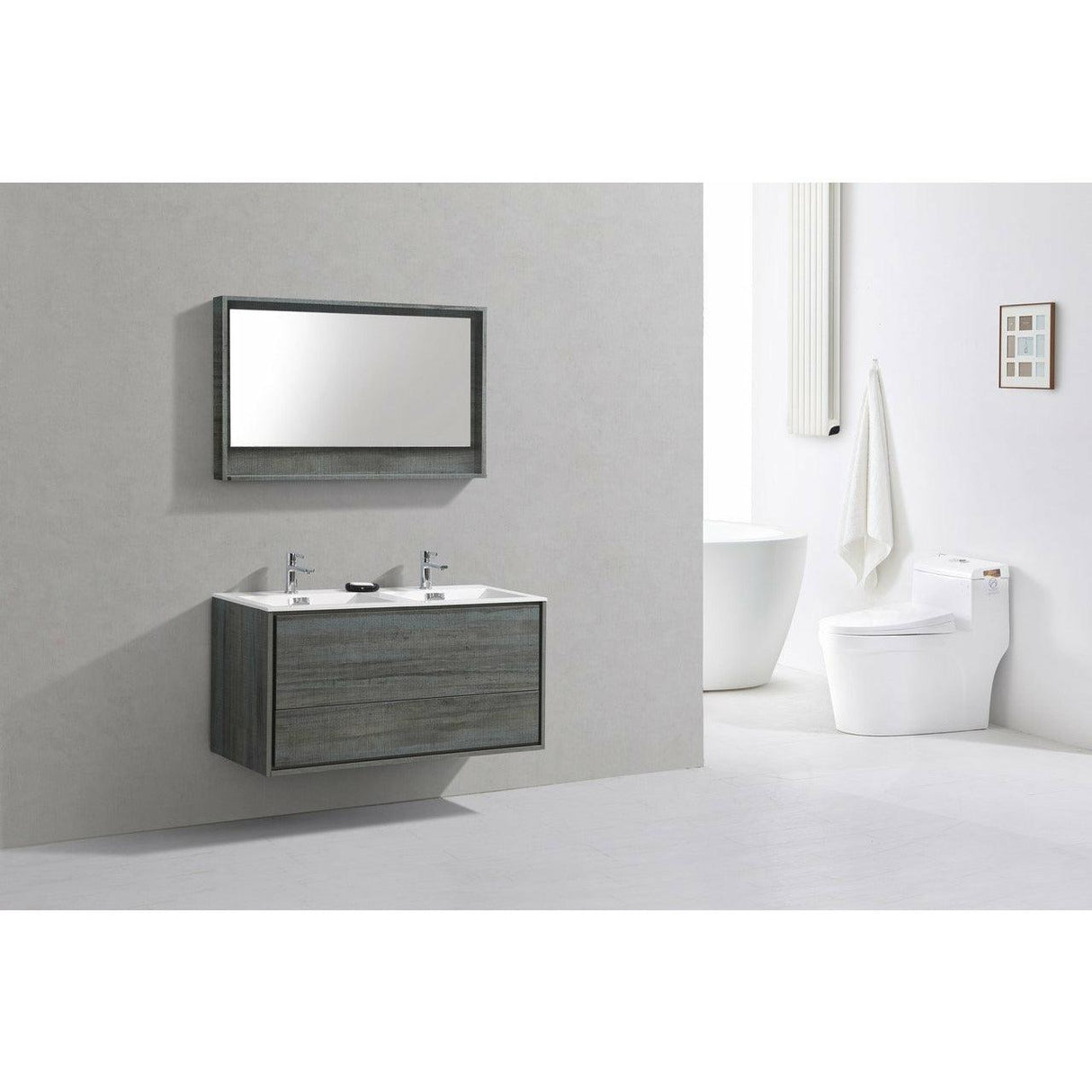 KubeBath DeLusso Double Sink Wall Mount Modern Bathroom Vanity