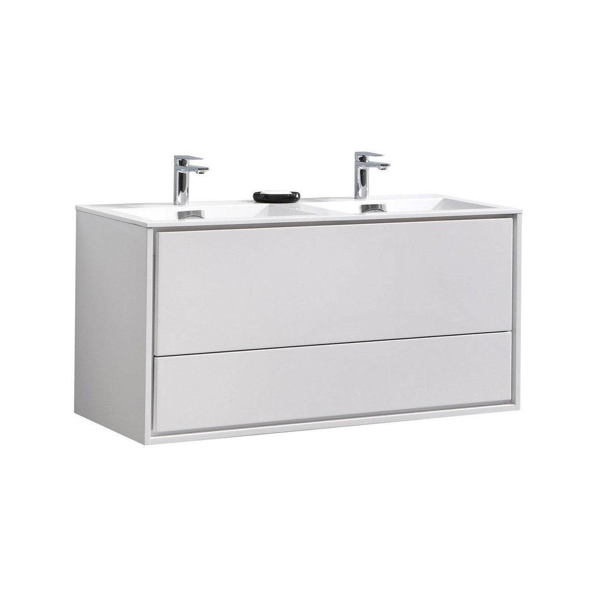 KubeBath DeLusso Double Sink Wall Mount Modern Bathroom Vanity - Sea & Stone Bath