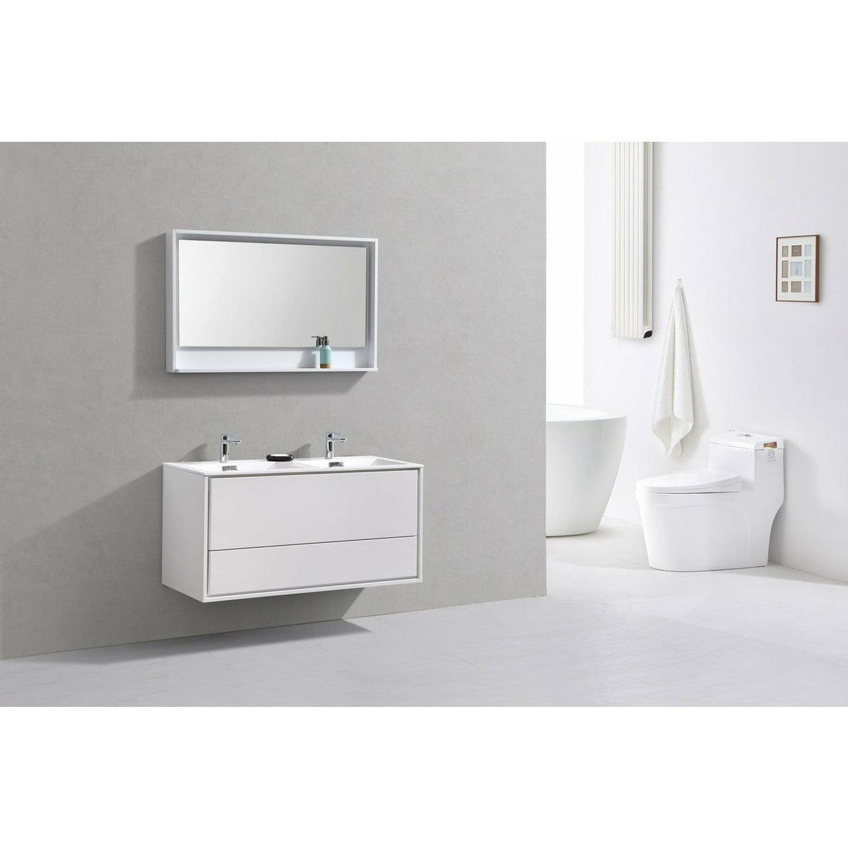 KubeBath DeLusso Double Sink Wall Mount Modern Bathroom Vanity