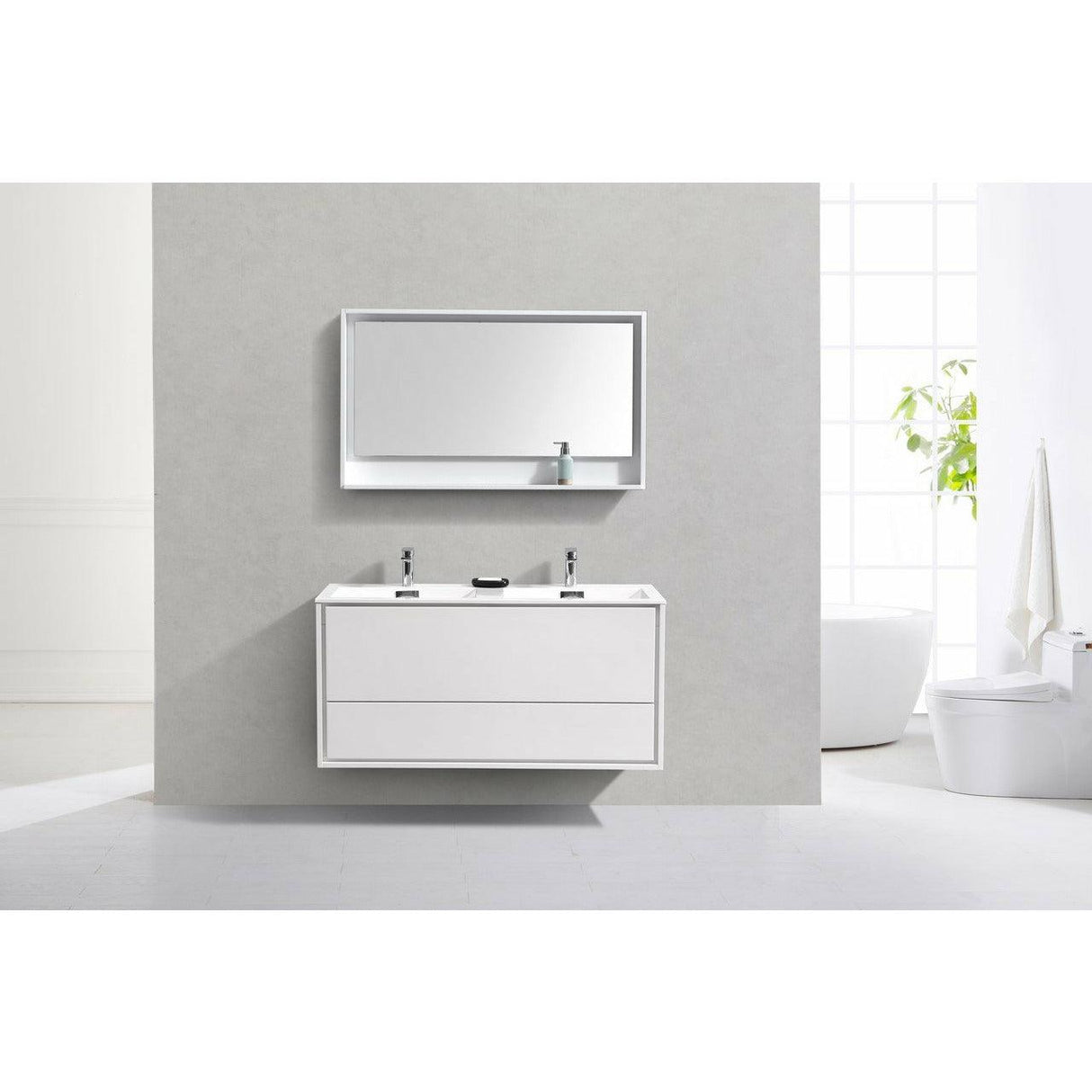 KubeBath DeLusso Double Sink Wall Mount Modern Bathroom Vanity