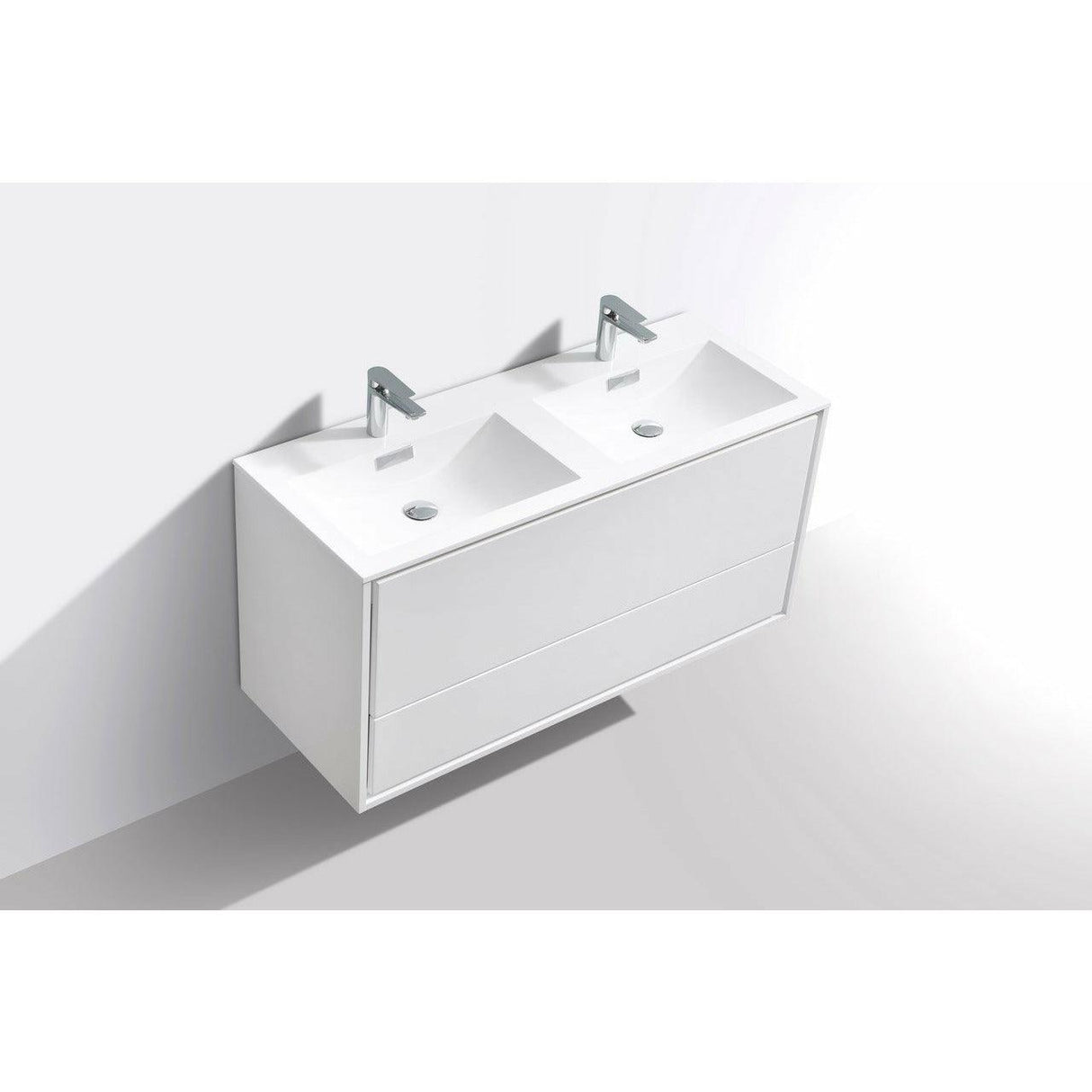 KubeBath DeLusso Double Sink Wall Mount Modern Bathroom Vanity