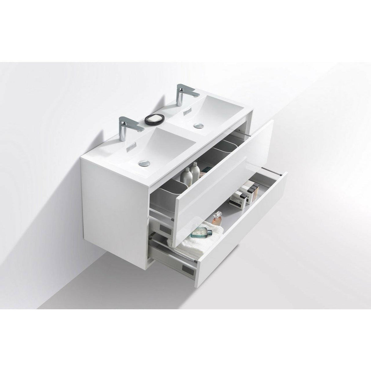 KubeBath DeLusso Double Sink Wall Mount Modern Bathroom Vanity