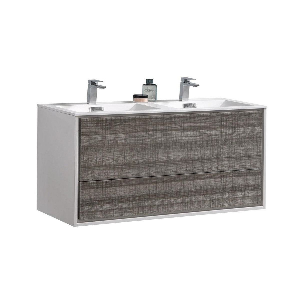 KubeBath DeLusso Double Sink Wall Mount Modern Bathroom Vanity - Sea & Stone Bath