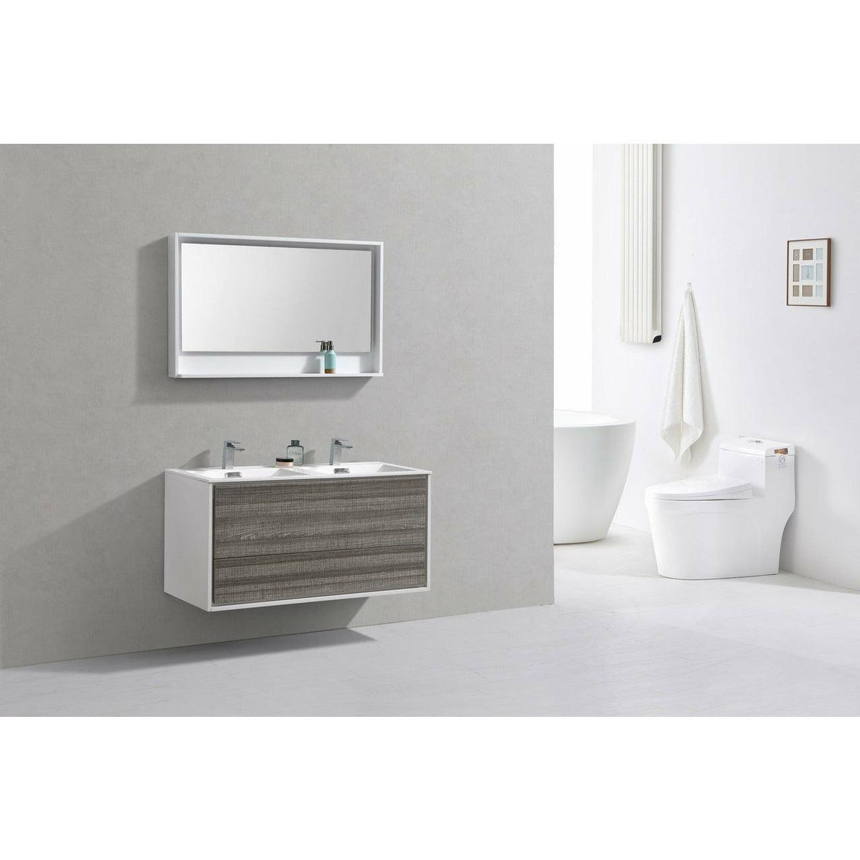 KubeBath DeLusso Double Sink Wall Mount Modern Bathroom Vanity