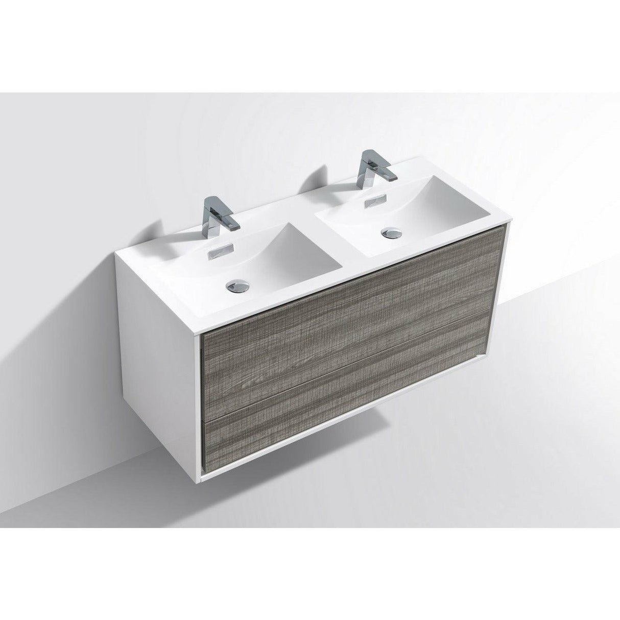 KubeBath DeLusso Double Sink Wall Mount Modern Bathroom Vanity