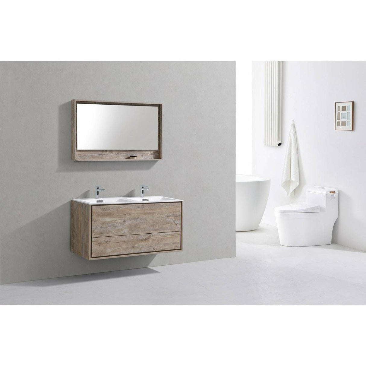 KubeBath DeLusso Double Sink Wall Mount Modern Bathroom Vanity