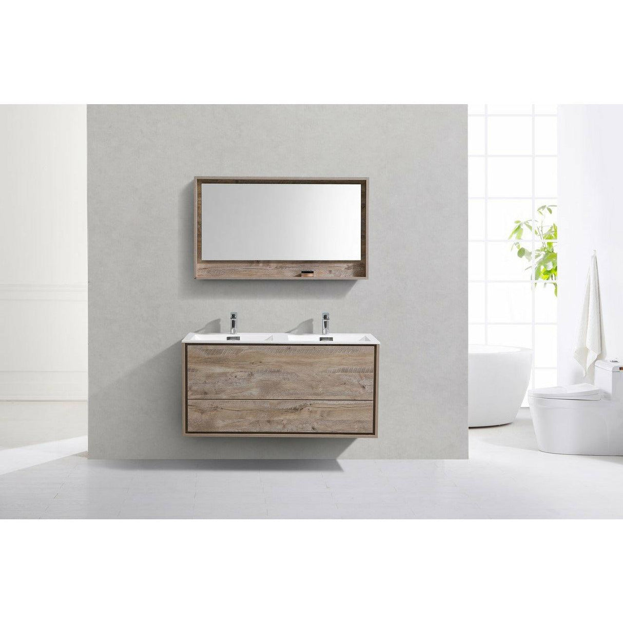 KubeBath DeLusso Double Sink Wall Mount Modern Bathroom Vanity