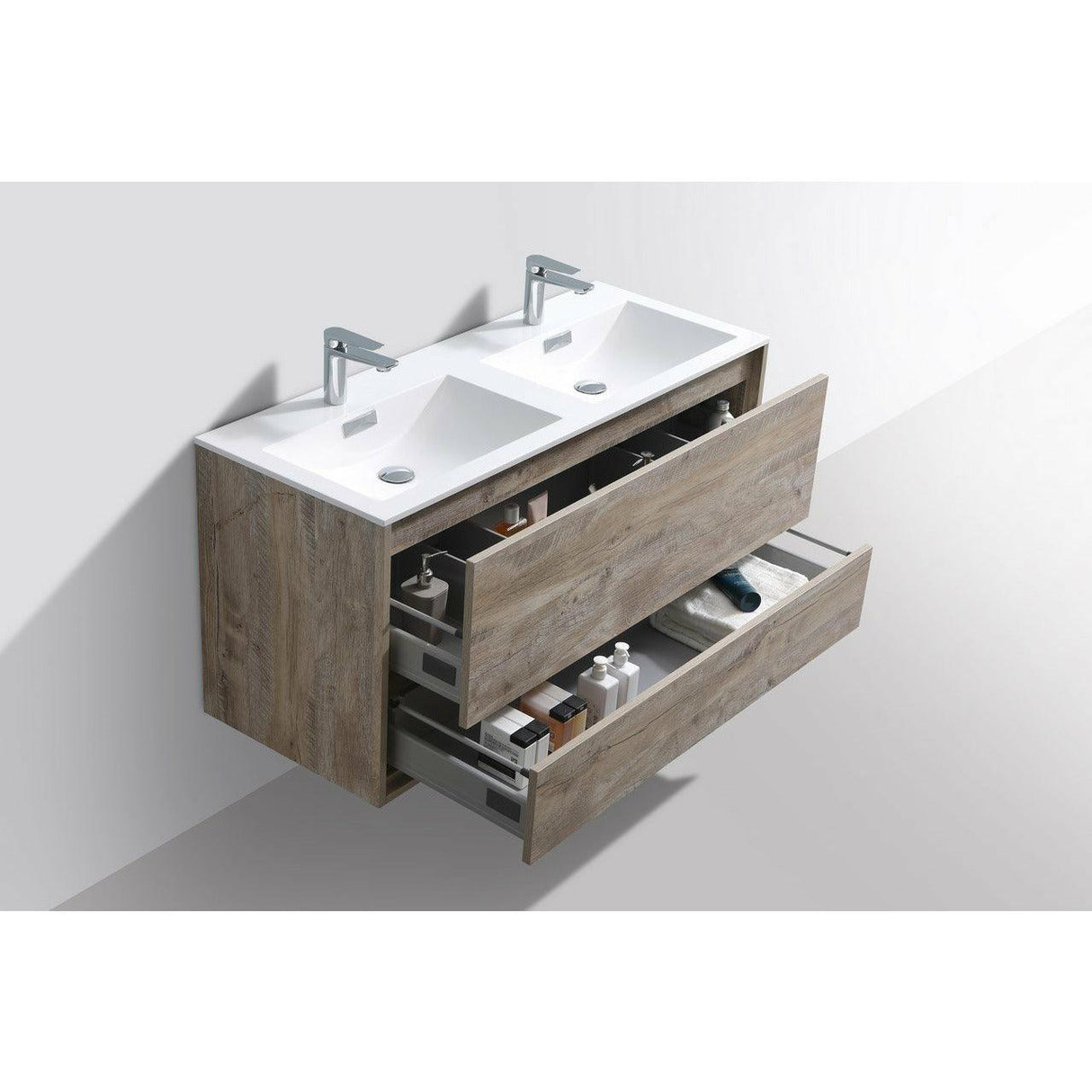 KubeBath DeLusso Double Sink Wall Mount Modern Bathroom Vanity