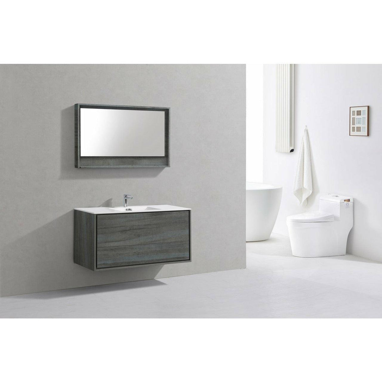 KubeBath DeLusso Single Wall Mount Modern Bathroom Vanity