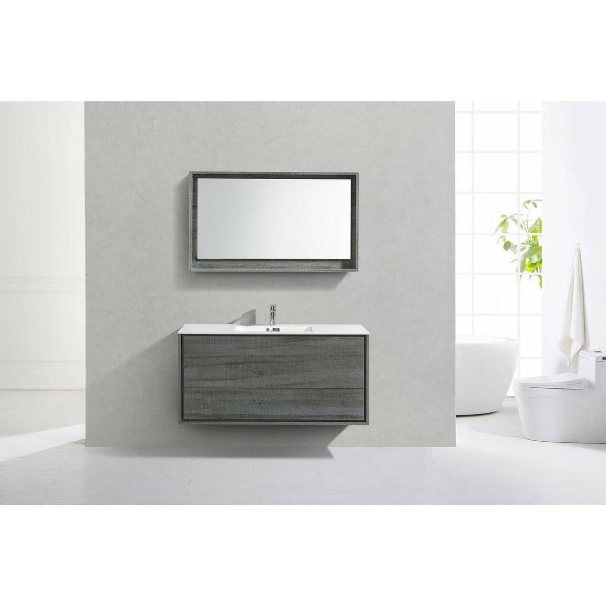 KubeBath DeLusso Single Wall Mount Modern Bathroom Vanity