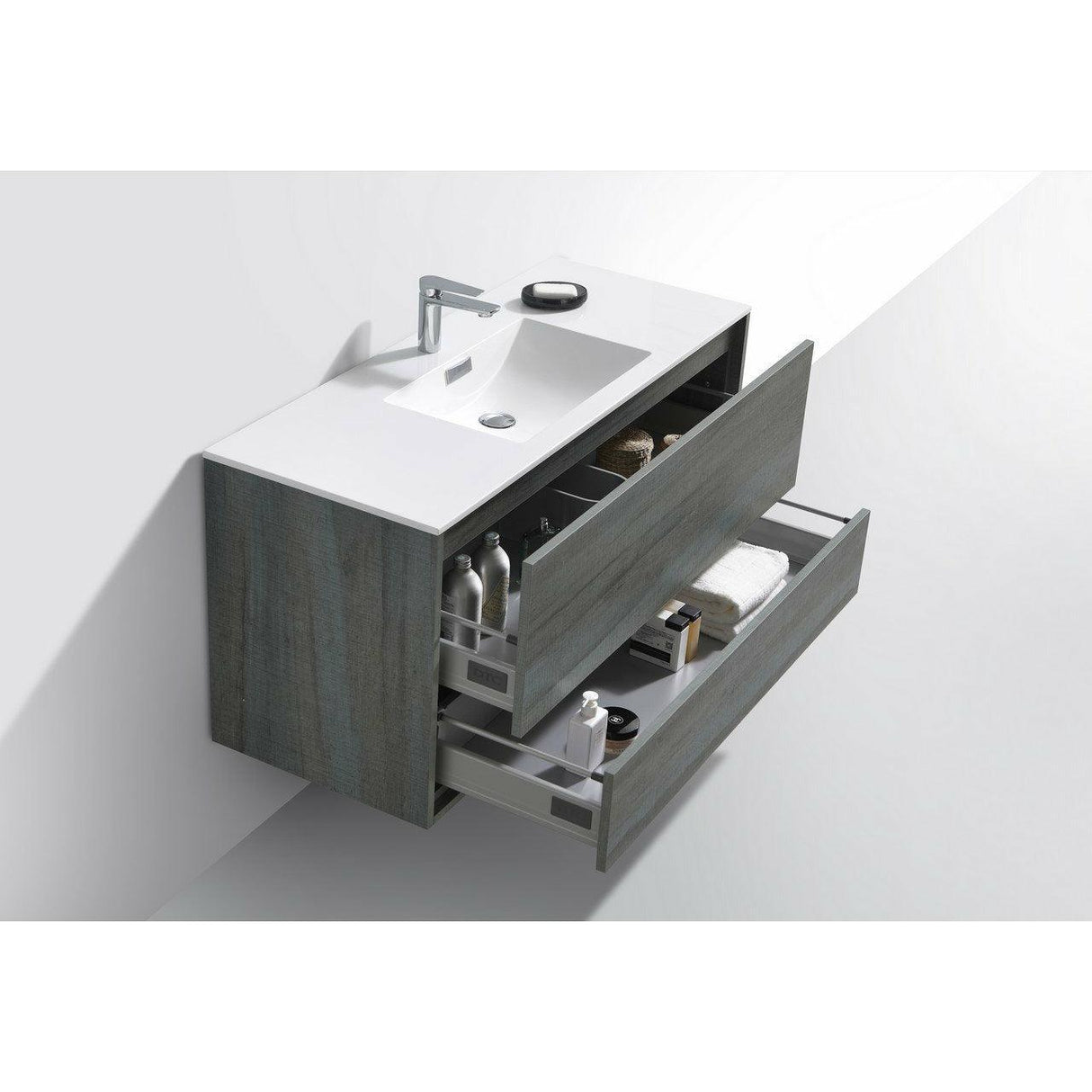 KubeBath DeLusso Single Wall Mount Modern Bathroom Vanity