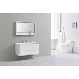 KubeBath DeLusso Single Wall Mount Modern Bathroom Vanity