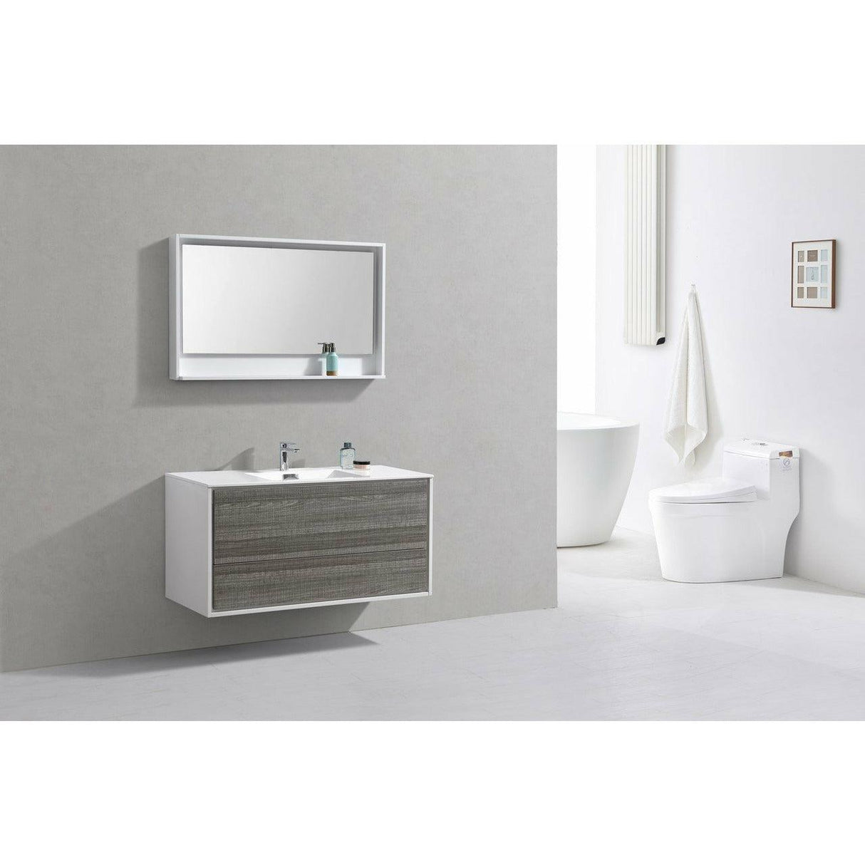 KubeBath DeLusso Single Wall Mount Modern Bathroom Vanity