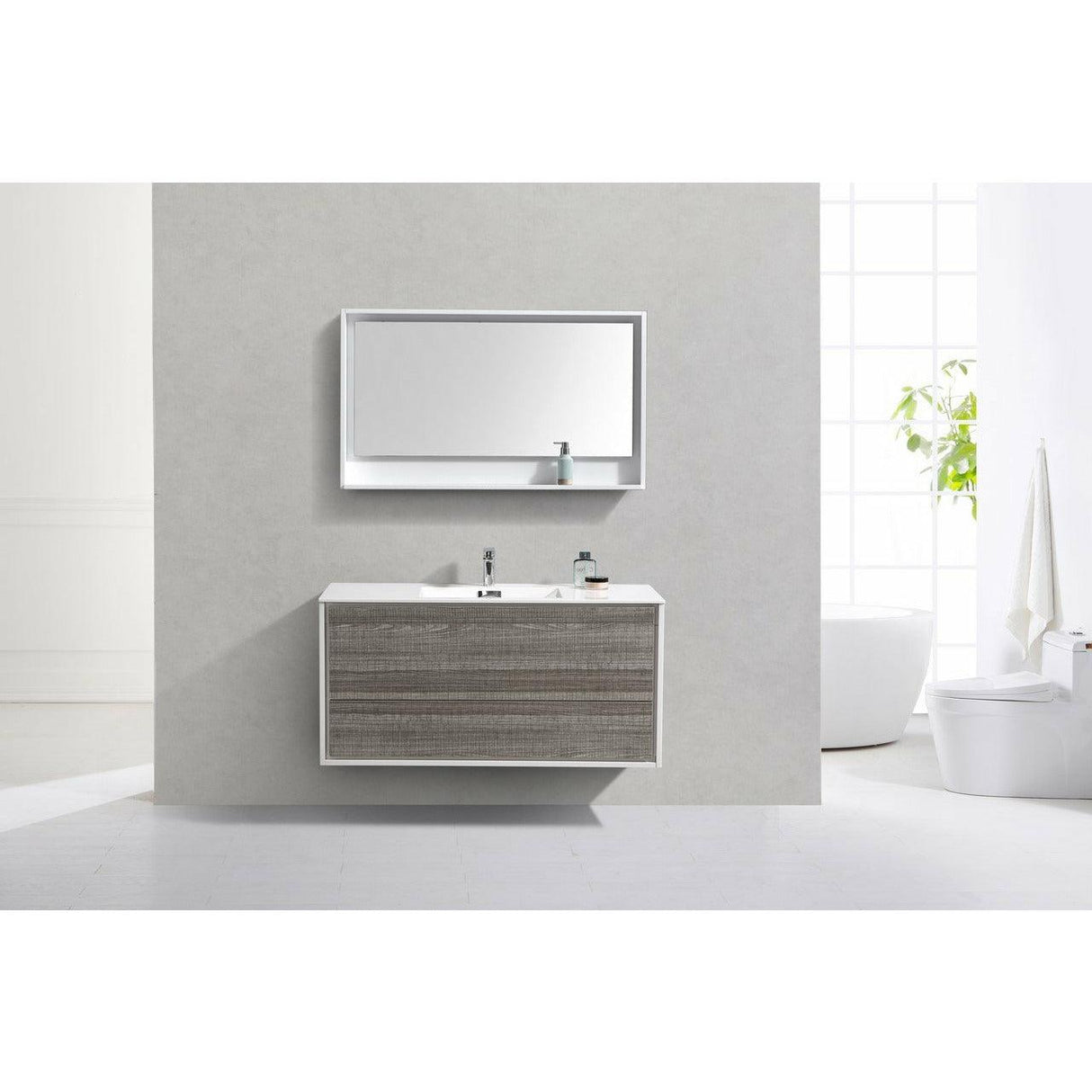 KubeBath DeLusso Single Wall Mount Modern Bathroom Vanity