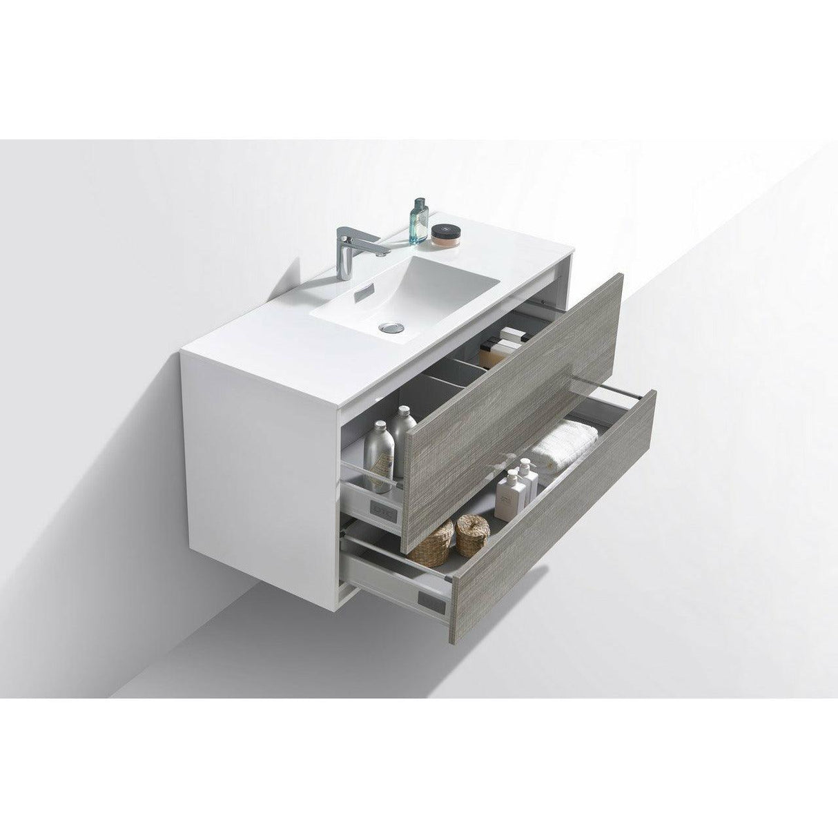 KubeBath DeLusso Single Wall Mount Modern Bathroom Vanity