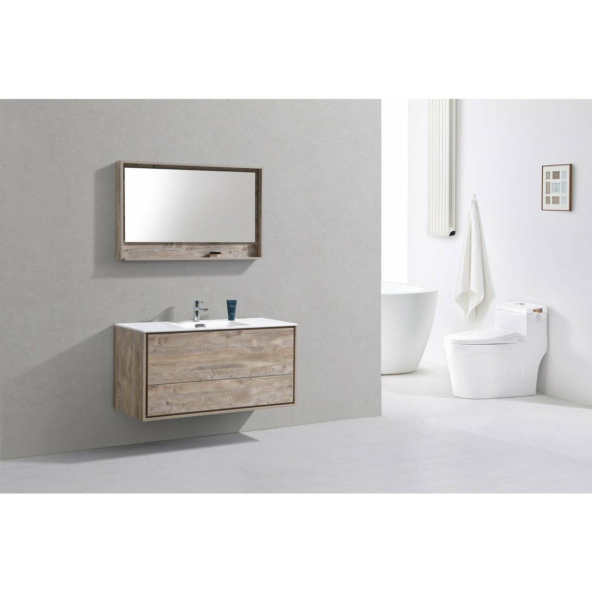 KubeBath DeLusso Single Wall Mount Modern Bathroom Vanity