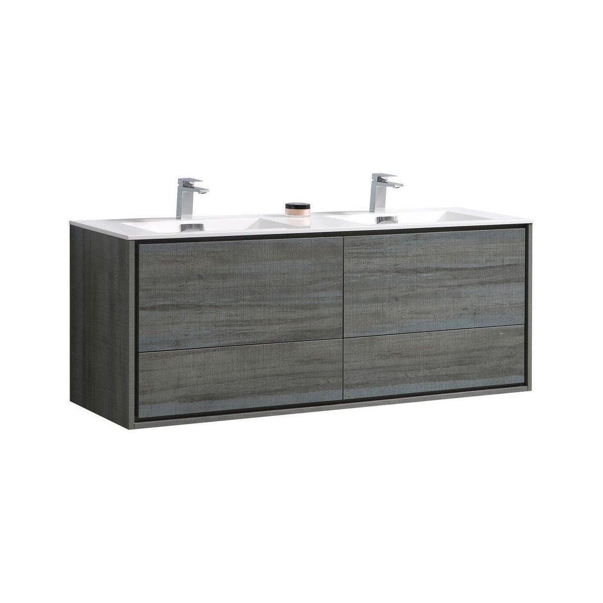 KubeBath DeLusso Double Sink Wall Mount Modern Bathroom Vanity - Sea & Stone Bath