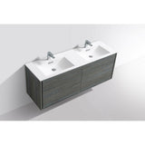 KubeBath DeLusso Double Sink Wall Mount Modern Bathroom Vanity