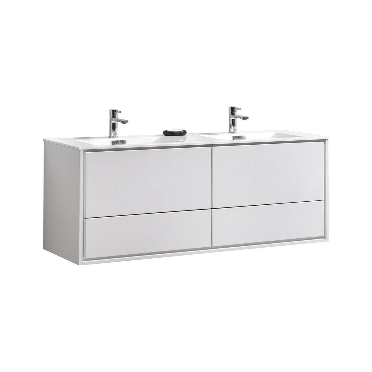 KubeBath DeLusso Double Sink Wall Mount Modern Bathroom Vanity - Sea & Stone Bath