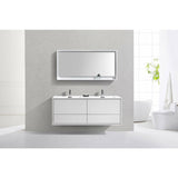 KubeBath DeLusso Double Sink Wall Mount Modern Bathroom Vanity