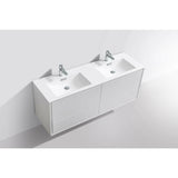 KubeBath DeLusso Double Sink Wall Mount Modern Bathroom Vanity