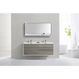 KubeBath DeLusso Double Sink Wall Mount Modern Bathroom Vanity