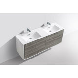 KubeBath DeLusso Double Sink Wall Mount Modern Bathroom Vanity