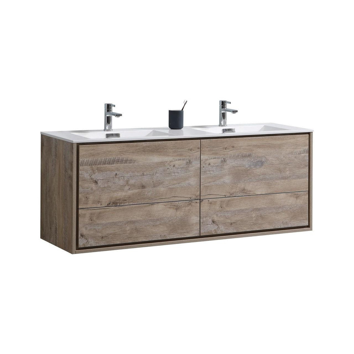 KubeBath DeLusso Double Sink Wall Mount Modern Bathroom Vanity - Sea & Stone Bath