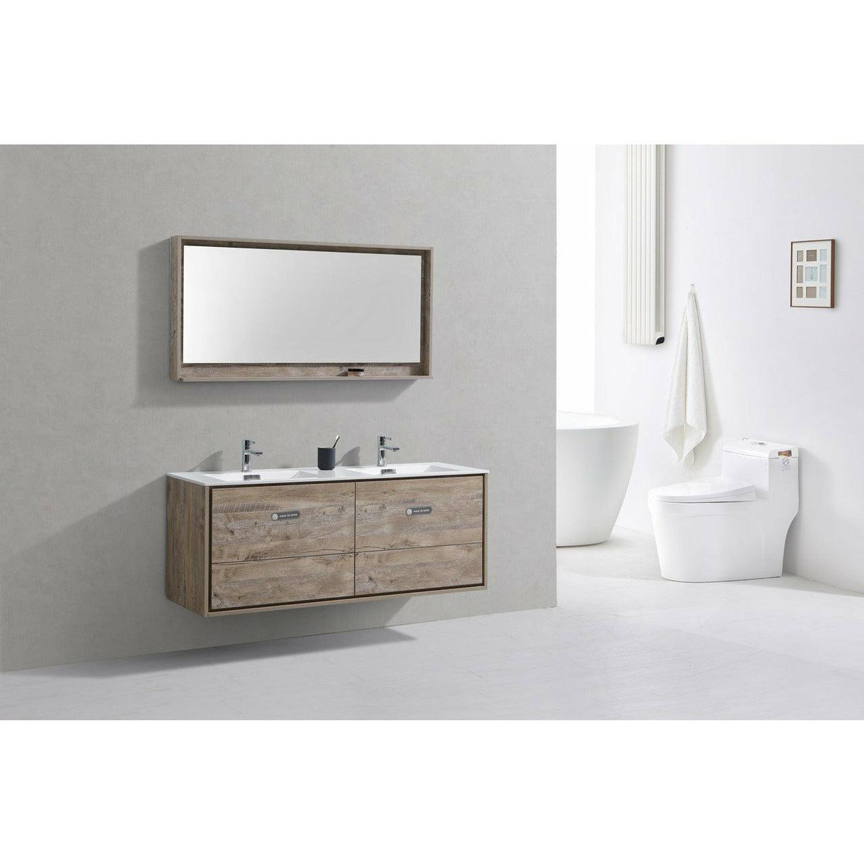 KubeBath DeLusso Double Sink Wall Mount Modern Bathroom Vanity