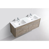 KubeBath DeLusso Double Sink Wall Mount Modern Bathroom Vanity