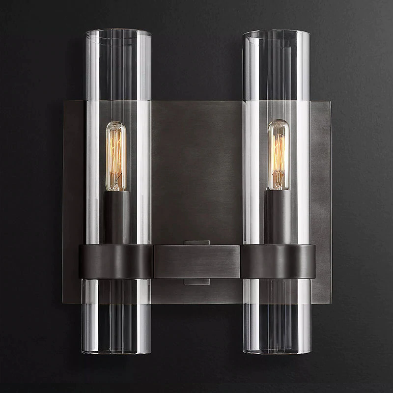 Donomo Double Glass tube Wall Lights, Bedroom Wall Sconces