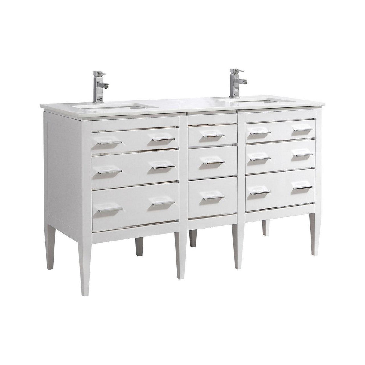 KubeBath Eiffel Double Sink Vanity with Quartz Counter Top