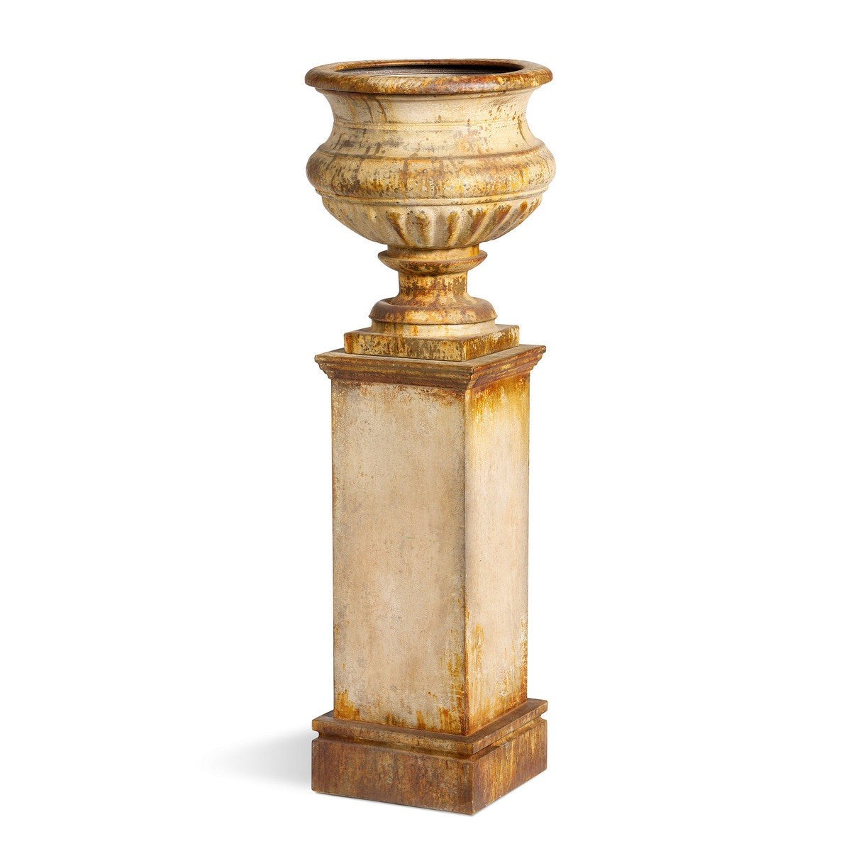 Park Hill Collection Country French Metal Portico Urn with Tall Pedestal ECM06202