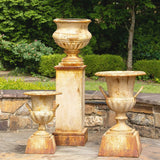 Park Hill Collection Country French Metal Portico Urn with Tall Pedestal ECM06202