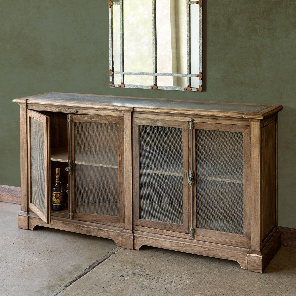 Park Hill Collection Urban Living Aged Zinc Top Whiskey Cabinet EFC06096