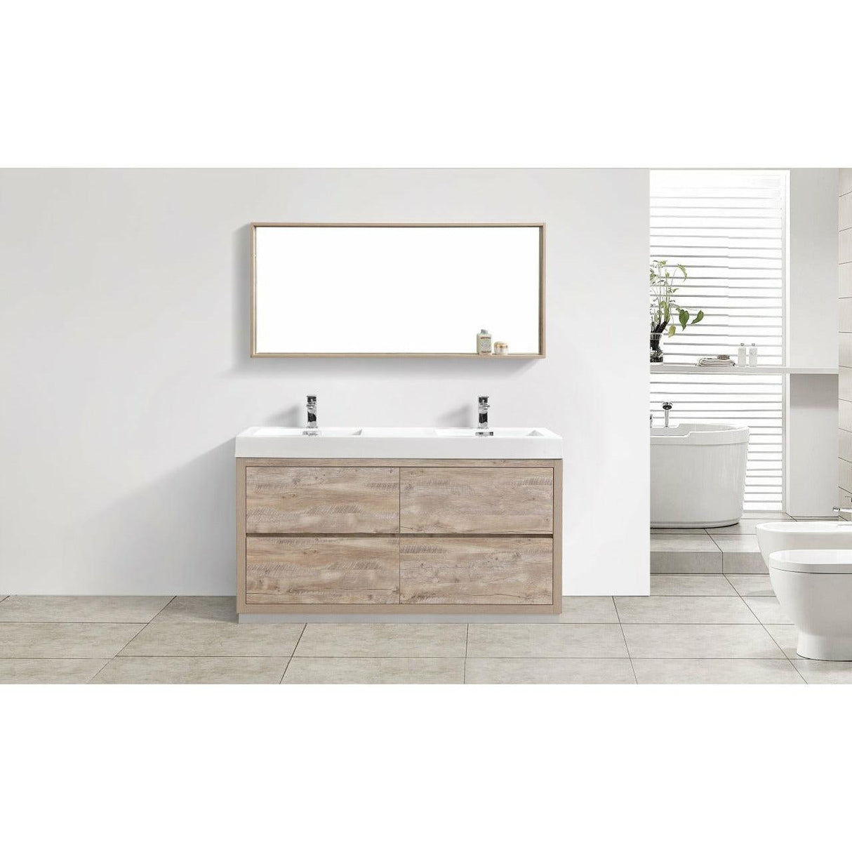 KubeBath Bliss Double Free Standing Modern Bathroom Vanity - Sea & Stone Bath