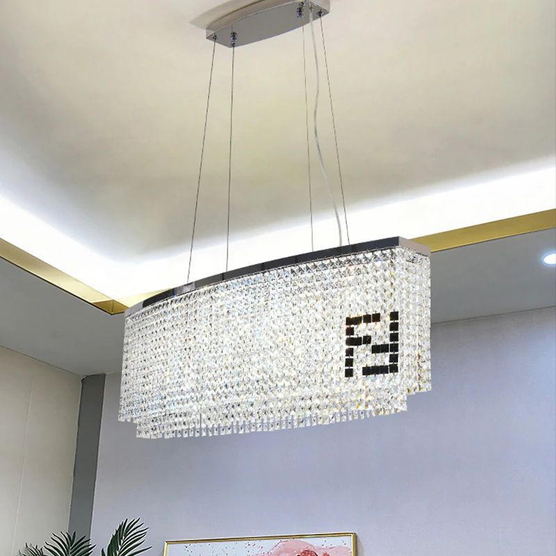 Fandi Oval Crystal Chandelier chandeliers for dining room,chandeliers for stairways,chandeliers for foyer,chandeliers for bedrooms,chandeliers for kitchen,chandeliers for living room Rbrights Small : 47.2" L  