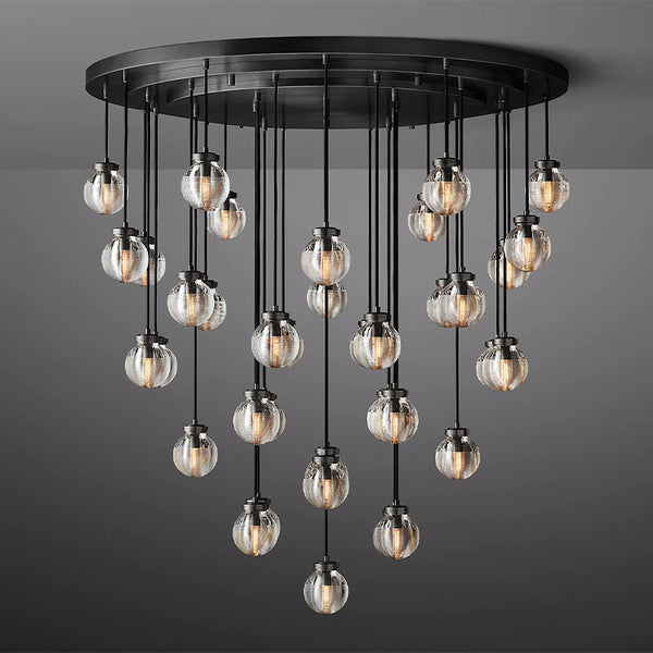 Fantasy Pearl Ball Round Chandelier 48" chandeliers for dining room,chandeliers for stairways,chandeliers for foyer,chandeliers for bedrooms,chandeliers for kitchen,chandeliers for living room RBRIGHTS Matte Black  