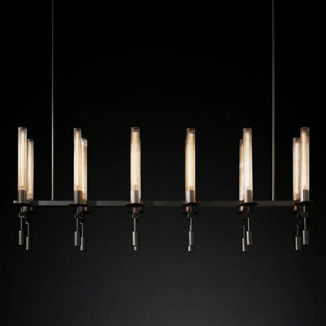 Fontanelle Linear Chandelier 54“ chandeliers for dining room,chandeliers for stairways,chandeliers for foyer,chandeliers for bedrooms,chandeliers for kitchen,chandeliers for living room Rbrights Matte Black  