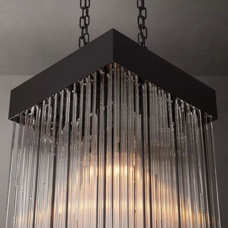 Cascada Blown Glass Square Chandelier 30"