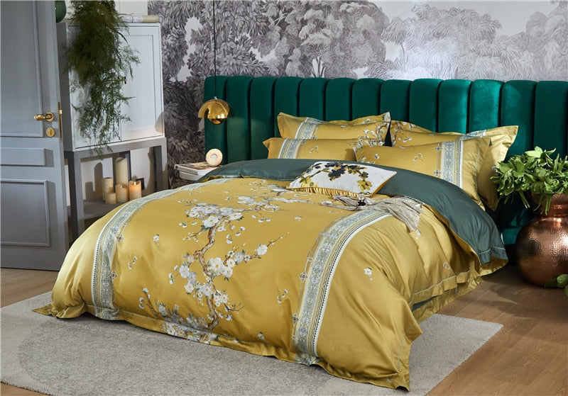 Treviza Botanical Egyptian Cotton Luxury Soft Duvet Cover Set