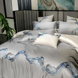 Amber Embroidered Egyptian Cotton Duvet Cover Set