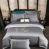 Priscilla Floral Embroidered Egyptian Cotton Duvet Cover Set Duvet Cover Set - Venetto Design Color 7 / Flat Bed Sheet / Queen size 4Pcs Venettodesign.com