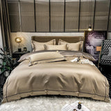 Kaelyn Hotel Trim Egyptian Cotton Hotel Duvet Cover Set Duvet Cover Set - Venetto Design Color 6 / Flat Bed Sheet / Queen size 4Pcs Venettodesign.com